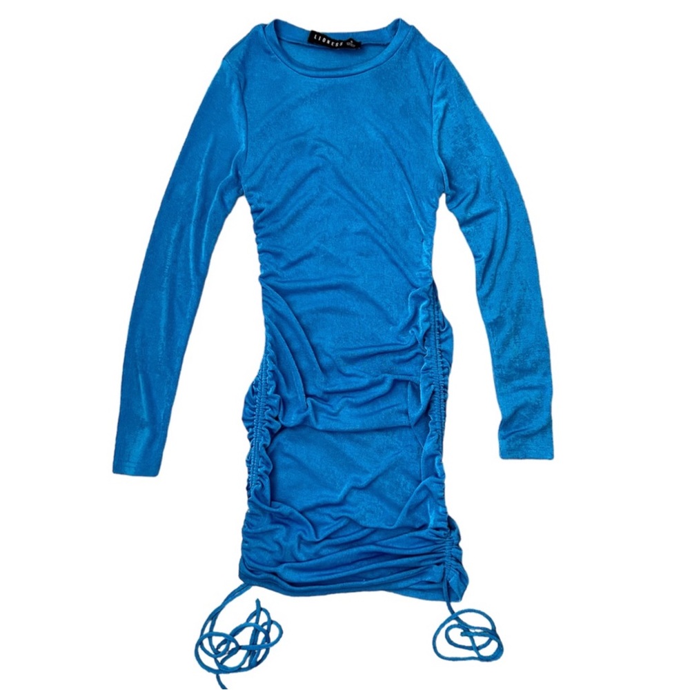 Lioness East Village Pretty Blue Tie Bottom Mini Dress